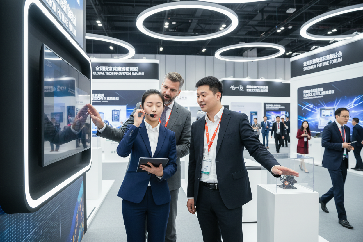 Companion translating at trade show exhibition in Shenzhen
