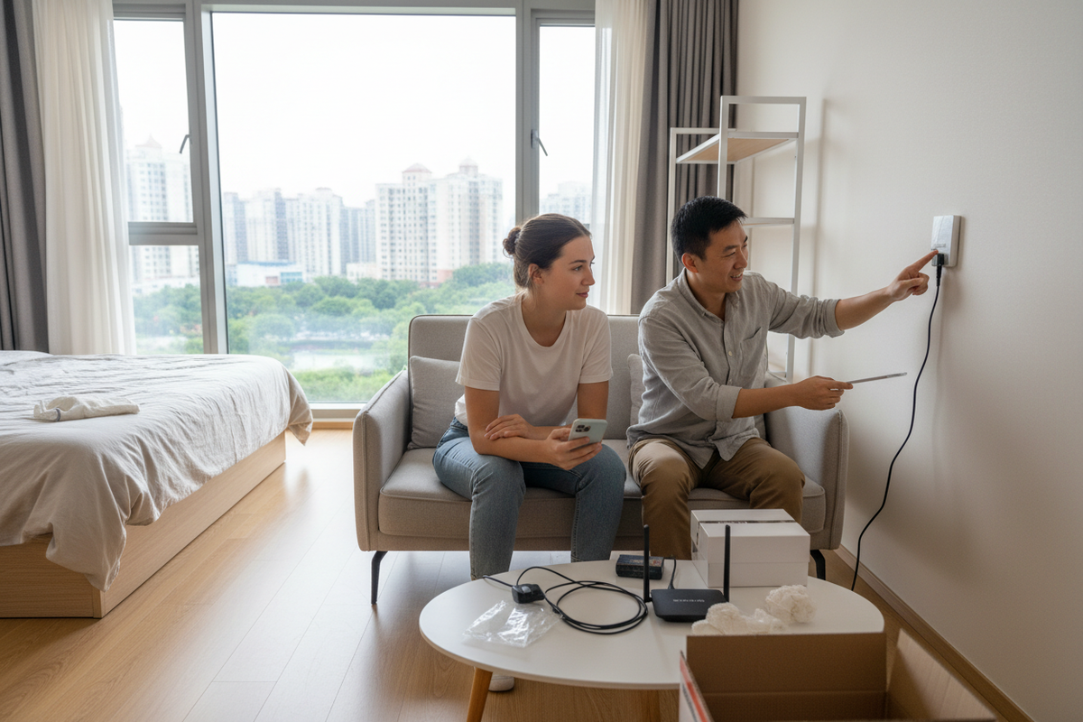 Shenzhen short-stay apartment setup with companion assistance