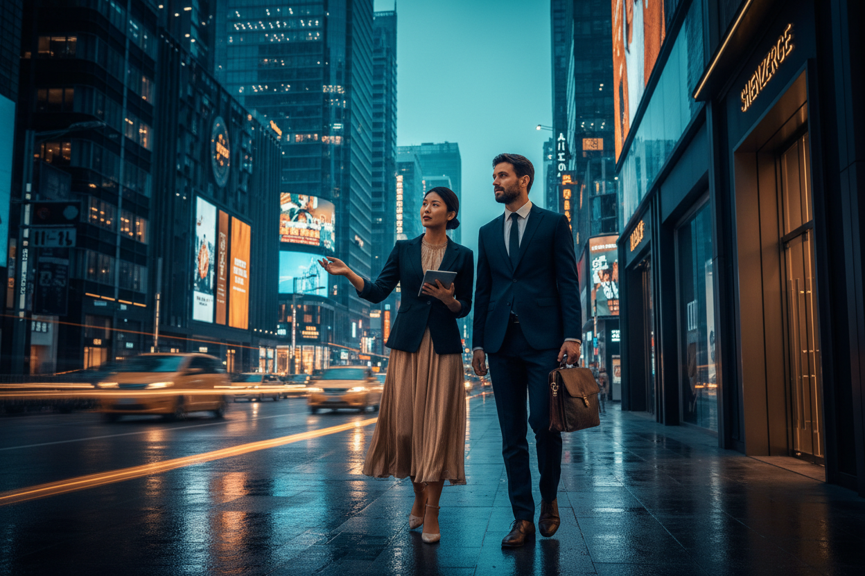 Professional companion assisting expat in Shenzhen urban district