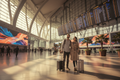 Foreign traveler and companion at Shenzhen high-speed rail station